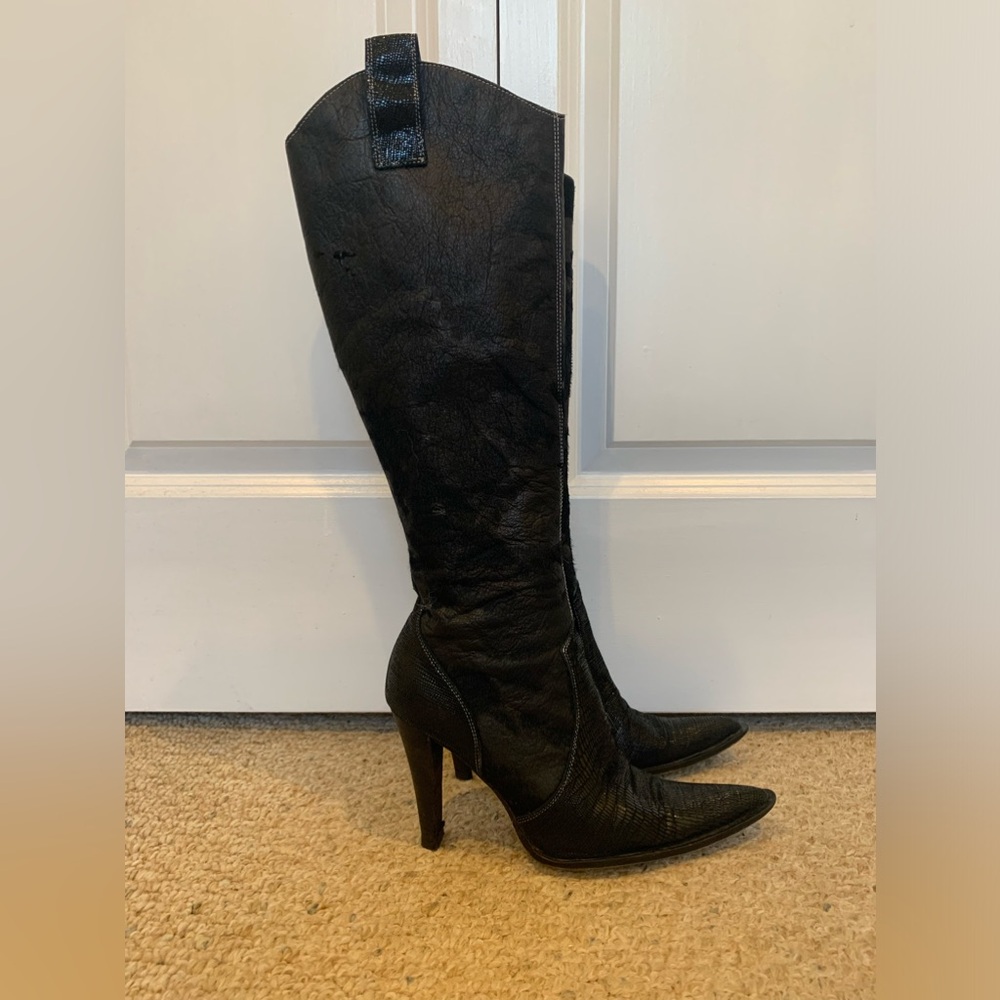 Black cowboy pony boots